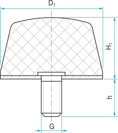 Silentblok - doraz kuželový typ KD-4 - 38x35 M10x28 55ShA - N2