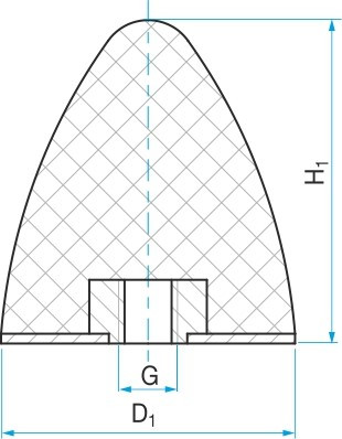 Silentblok - doraz kuželový s maticí typ KP-E 115x136 M12 55ShA - N2