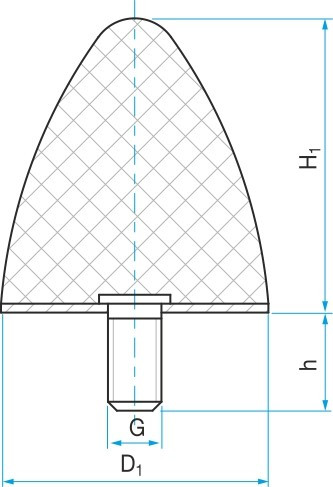 Silentblok - doraz kuželový typ KP-D 50x67 M8x33 55ShA - N2