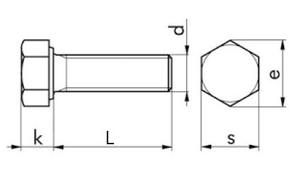 Šroub šestihranný celý závit DIN 933 M4x60 nerez A2-70 - N2 - 2