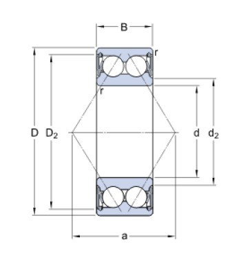 SKF 3308 A-2RS1TN9/MT33 kuličkové ložisko s kosoúhlým stykem - N2 - 2