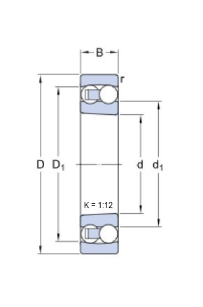 SKF 1208 EKTN9/C3 naklápěcí kuličkové ložisko - N2 - 2