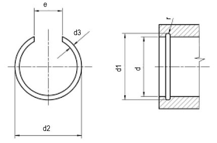 Pojistný kroužek drátěný do díry DIN 7993B 32 mm - N2 - 2