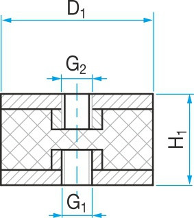 Silentblok typ 3 - 40x40 M6 - N2