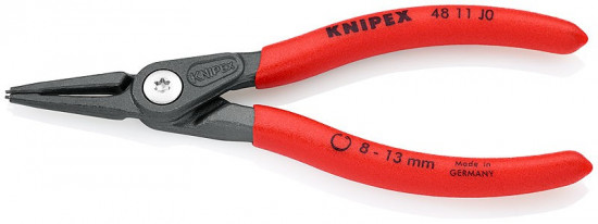 KNIPEX 48 11 J0 Precizní kleště pro vnitřní poj. kr. 8-13 mm pot. plastem, fosfátováno na šedo - N2