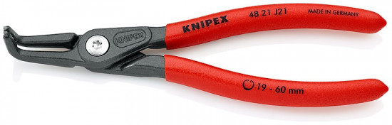 KNIPEX 48 21 J41 Precizní kleště pro vnitřní poj. kr. 85-140 mm zahnuté 45° pot. plastem, f. na šedo - N2