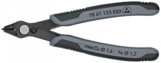 KNIPEX 78 61 125ESD Electronic Super Knips® ESD Kleště, břity 64 HRC, vícesl.návleky,brunýrované  - N2