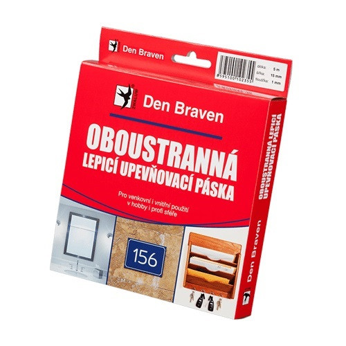 Den Braven Oboustranně lepicí upevňovací páska v krabičce - 15 x 2 mm x 5 m bílá _B5212RL - N2