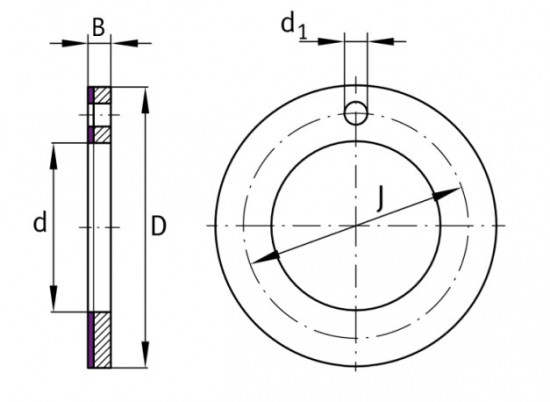 Permaglide PAW 10 P14 axiální kluzný kroužek, ocel-PTFE/ZnS (bezolovnatý) - N2 - 2