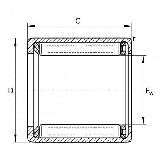 INA HF 0612-L564 jednosměrné jehlové ložisko s lisovaným pouzdrem - N2 - 2
