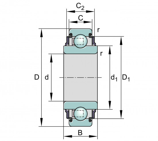 INA 208-KRR-AH04 upínací ložisko, válcový povrch - N2 - 2