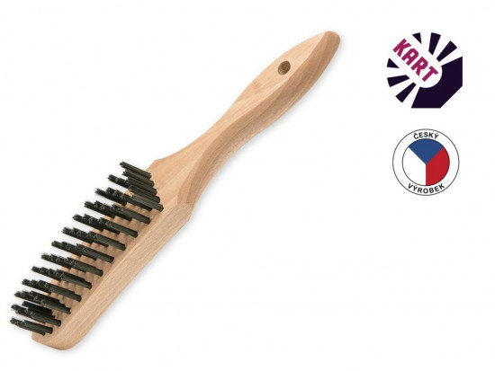 Kartáč s prohnutou dřevěnou rukojetí, 5-řadý ocelový hladký drát 0,30 mm/KAR 1111054 - N2