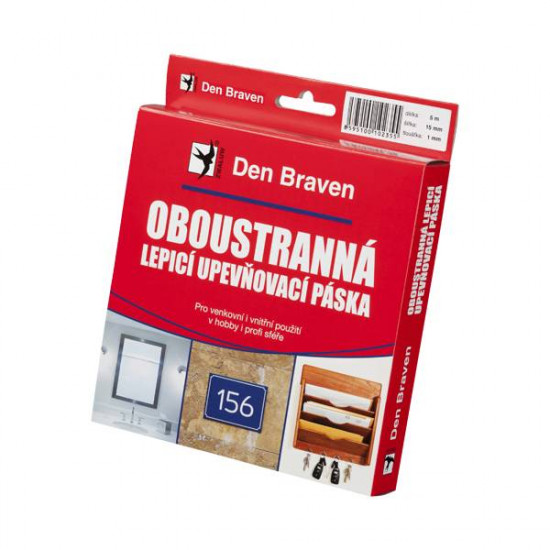 Den Braven Oboustranně lepicí upevňovací páska v krabičce - 19 x 2 mm x 5 m bílá _B5272RL - N2