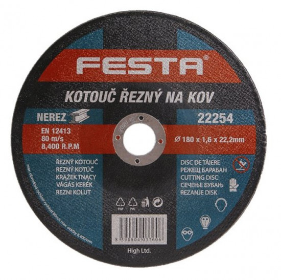 Řezný kotouč na kov 180x1,6x22,2 rovný, FESTA 22254 - N2