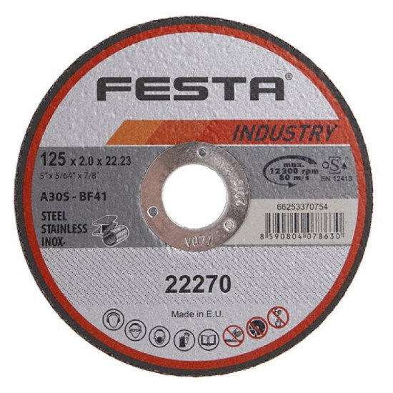 Řezný kotouč na kov 125x2,0x22,2 rovný INDUSTRY, FESTA 22270 - N2