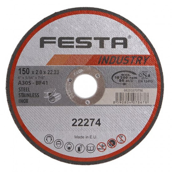 Řezný kotouč na kov 150x2,0x22,2 rovný INDUSTRY, FESTA 22274 - N2