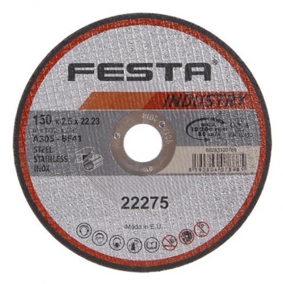 Řezný kotouč na kov 150x2,5x22,2 rovný INDUSTRY, FESTA 22275 - N2