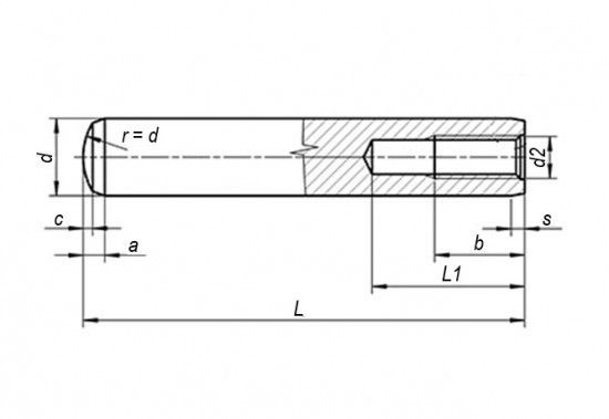 Kolík válcový kalený vnitřní závit DIN 7979D 20x120 m6 - N2 - 2