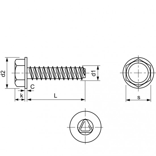 Šroub závitotvorný šestihran s límcem DIN 7500D M10x16 pozink - N2 - 2