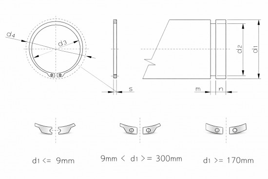 Pojistný kroužek na hřídel DIN 471 - 100 mm - N2 - 2