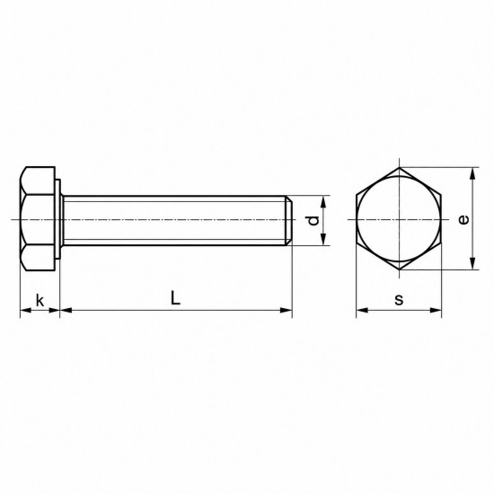 Šroub šestihranný celý závit DIN 961 M8x1,00x18-8.8 bez PÚ - N2 - 2
