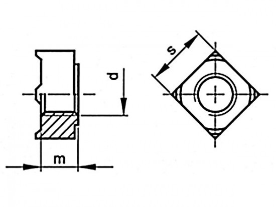 Matice pro přivaření čtyřhranná DIN 928 M5 - N2 - 2