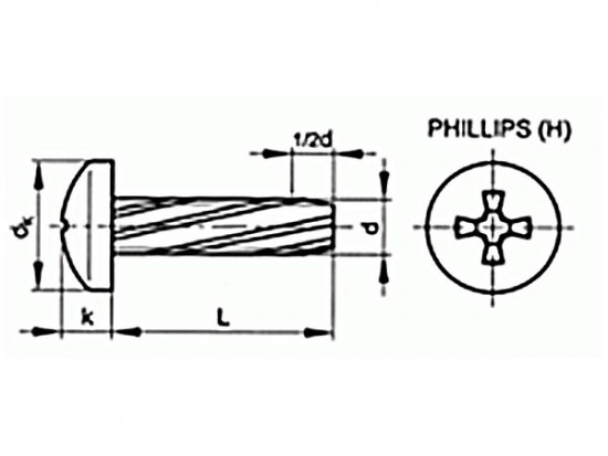 Šroub závitořezný phillips DIN 7516A M3x16 pozink - N2