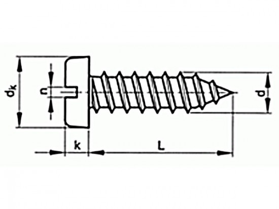 Šroub samořezný s drážkou DIN 7971C 2,2x6,5 pozink - N2