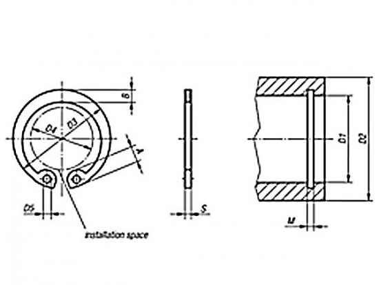 Pojistný kroužek do díry DIN 472 - 37 mm - N2