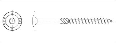 Vrut konstrukční talířová hlava TORX30 6,0x200 zinek žlutý - N2