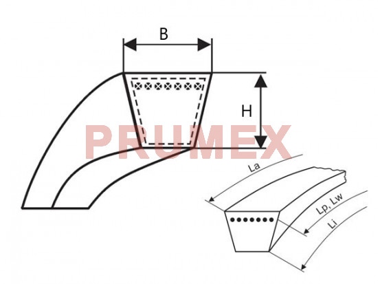 Klínový řemen 10x1175 Li - Z 1195 Lw L=L Profi Rubena | Prumex.cz