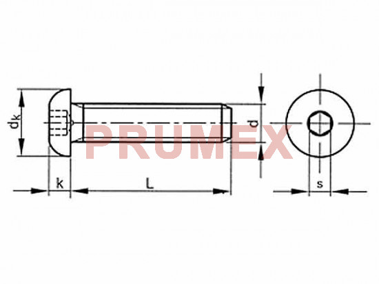 Iso Inbus Fastener Šroub s půlkulatou hlavou inbus ISO 7380 M8x55 nerez A2 | Prumex.cz