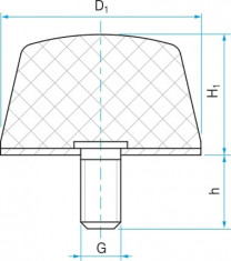 Silentblok - doraz kuželový typ KD-4 - 45x21 M8x46 55ShA - N1