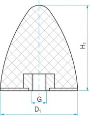 Silentblok - doraz kuželový s maticí typ KP-E 70x58 M12 55ShA - N1