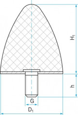 Silentblok - doraz kuželový typ KP-D 50x67 M8x33 55ShA - N1