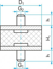 Silentblok typ 1 - 10x10 M4x10 - N1