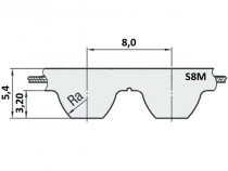 Řemen ozubený metráž S8M 10 mm - optibelt ALPHA Linear ocel - N1