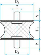 Silentblok TP1 - 15x12/15 M4x10 - N1