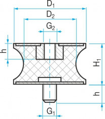 Silentblok TP2 - 57x44/45 M10x28/M10x10 - N1