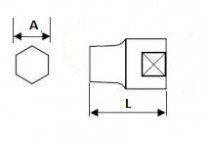 Hlavice nástrčná 1/4" 6hran 6mm prodloužená, NAREX 76026206 - N1