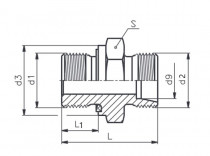 Hrdlo přímé PHER2 12LR G3/4"/M18x1,5 tvar E s NBR o-kroužkem - N1