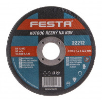 Řezný kotouč na kov 115x1,2x22,2 rovný, FESTA 22212 - N1