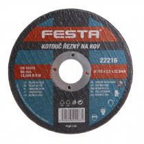 Řezný kotouč na kov 115x2,5x22,2 rovný, FESTA 22216 - N1