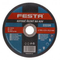 Řezný kotouč na kov 150x2,5x22,2 rovný, FESTA 22220 - N1