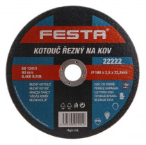 Řezný kotouč na kov 180x2,5x22,2 rovný, FESTA 22222 - N1