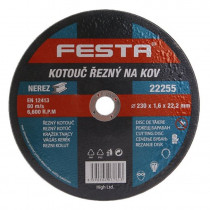 Řezný kotouč na kov 230x1,6x22,2 rovný, FESTA 22255 - N1