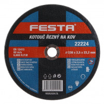 Řezný kotouč na kov 230x2,5x22,2 rovný, FESTA 22224 - N1