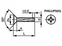 Šroub závitořezný záp.phillips DIN 7516D M4x08 pozink - N1