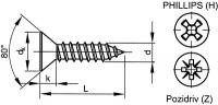 Šroub samořezný záp.phillips DIN 7982C 2,2x4,5 pozink - N1