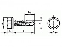 Šroub TEX šestihranný s límcem DIN 7504K 4,2x22 pozink+podložka - N1